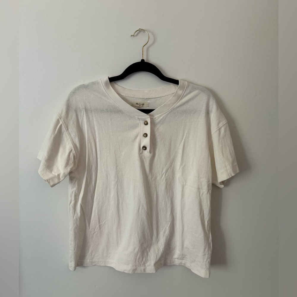 Madewell 100% Cotton Parkview Henley Tee Women’s Size Medium - Picture 5 of 9